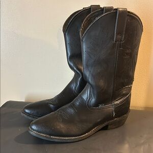 Justin Mens Black Leather Western Cowboy Boots